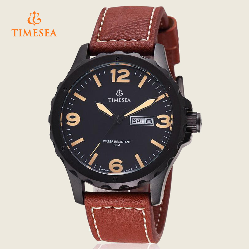 Sport Quartz Date Day Men Leather Strap Wrist Watch 72237