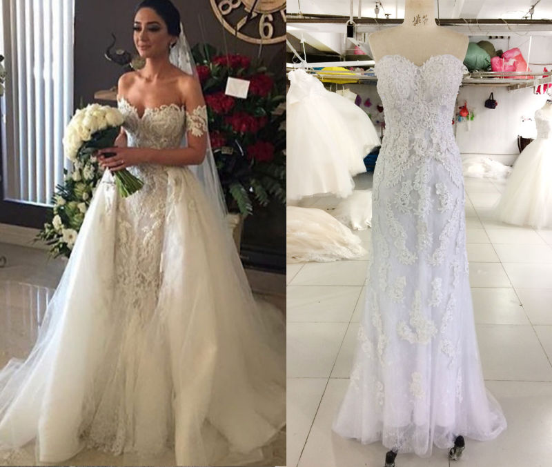 2016 Pop Sale 2 in 1 Wedding Dress with Tulle Train