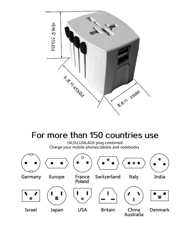 Universal Travel Adapter with USB Gobal Conversion Plug and Socket