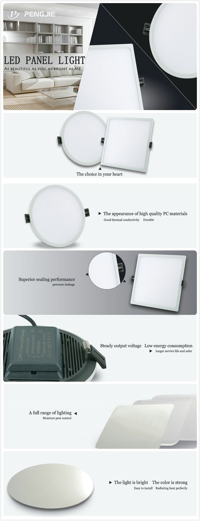 15W Ultra Narrow Edge LED Panel Light for Indoor Lighting