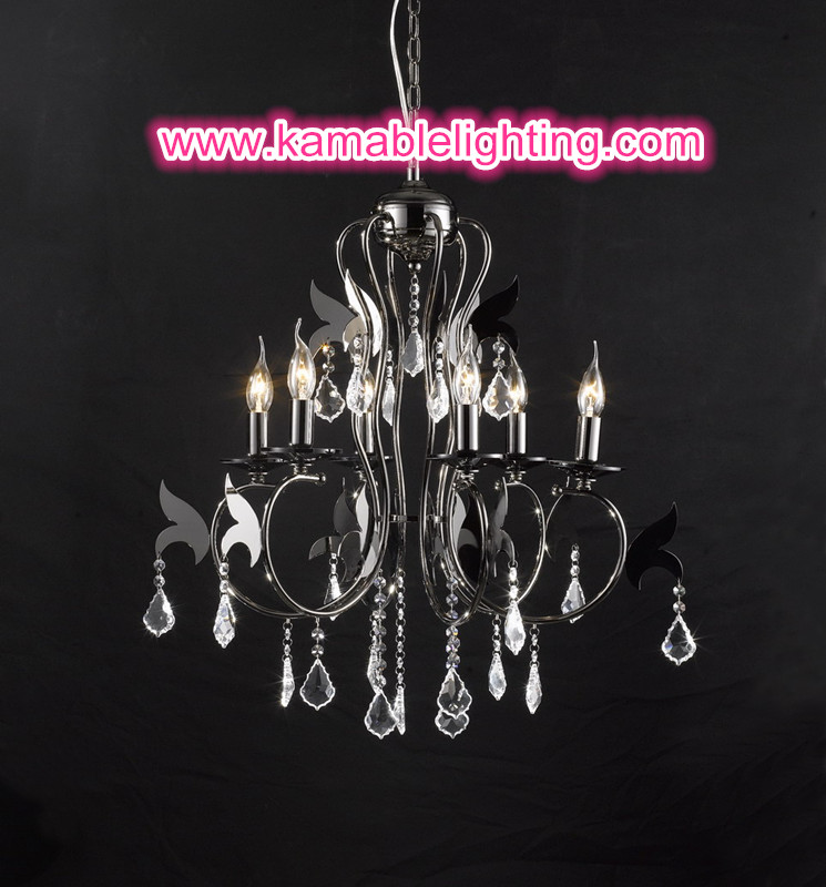 New Modern Crystal Chandelier Hanging Light (80903-L6 with shade)