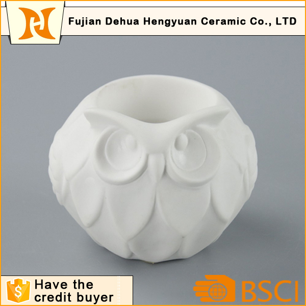 Cute Owl Shape White Ceramic Candle Holder for Home Decoration