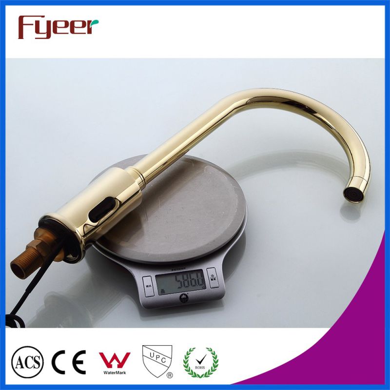 Goose Neck Golden Sensor Water Tap Automatic Basin Faucet