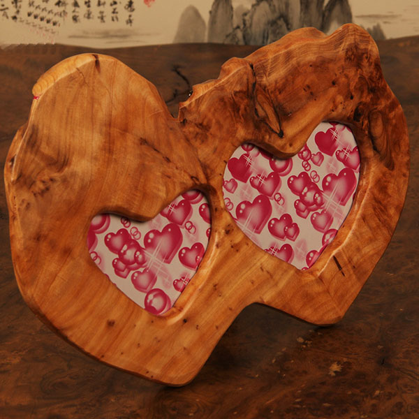 Carved Wood Frame Crafts Love Shape Wood Photo Frame