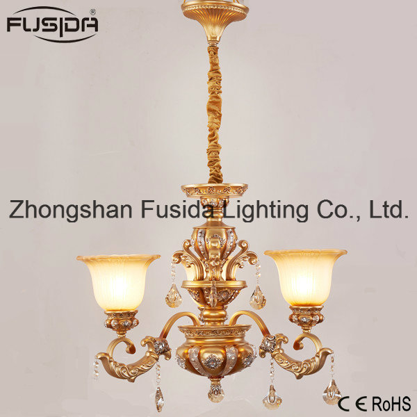 Bronze Crystal Luxurious Glass Chandelier Lighting for Parlor Decoration D-6131/3