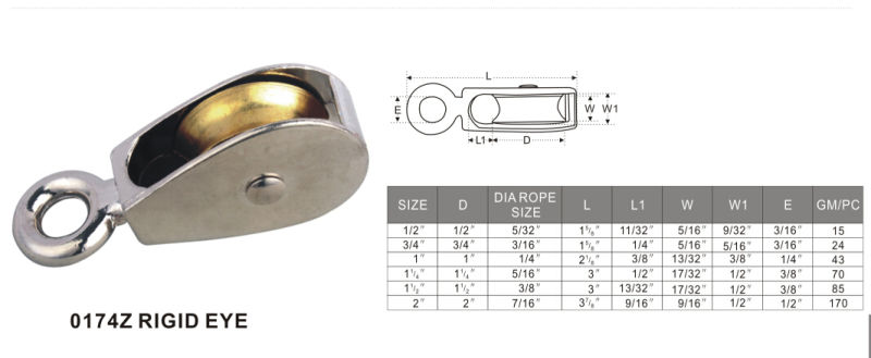 Metal Hardware High Quality Pulleys Rigid Eye