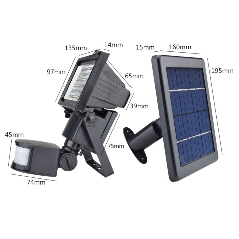 Outdoor 60 LED Solar Flood Light Garden Light with Motion Sensor