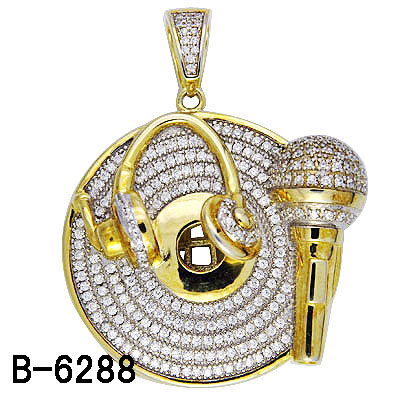 Rhodium/K Gold Plating 925 Sterling Silver Micro Setting Pendant.