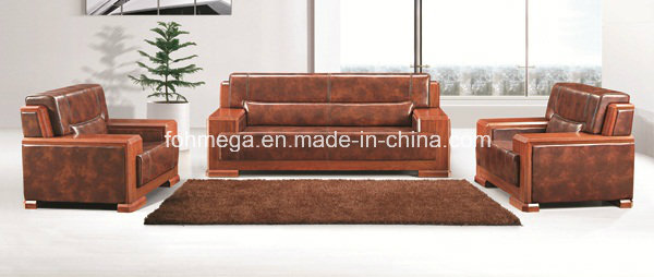 Wooden Frame Leather Office Sofa (FOH-8002)