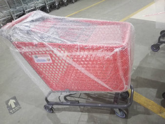 Hot Sale Red Plastic Shopping Trolleys with Metal Frame