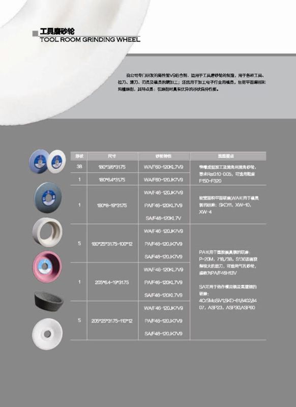 Toolroom Grinding Wheel, Bonded Abrasives