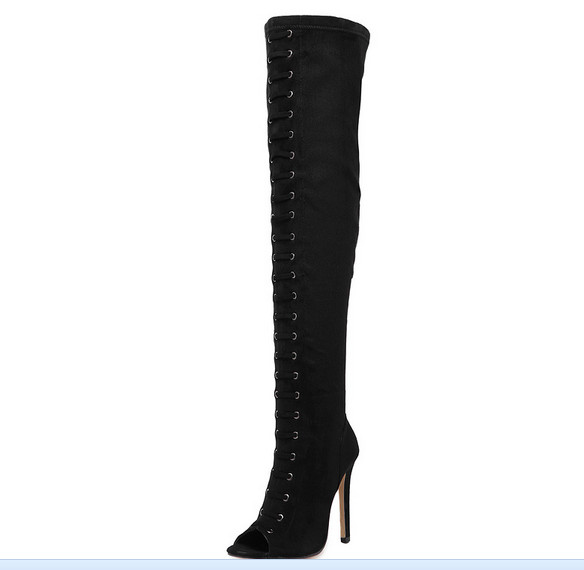 Black Fashion High Heel Ladies Knee Boots (HC 034)