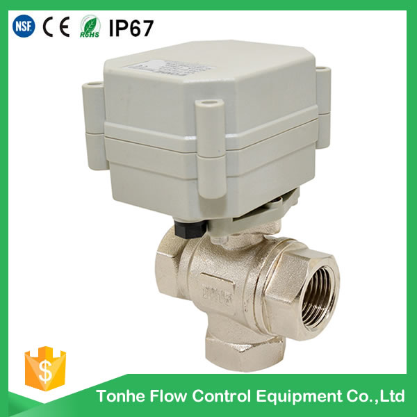 Dn15 1/2'' Nickel Plated Brass Electric Motorized Motorised 3 Way Ball Valve