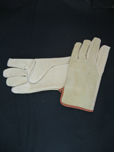 Pig Grain Leather Palm Split Leather Back Driver Glove-9514