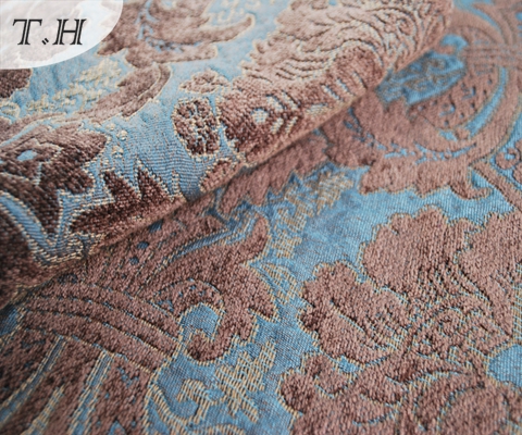 2016 Big Blue Flower Jacquard Fabric by China Factory (FTH31106A)