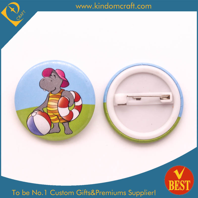 Traveling Tin Button Badge with Hippo Logo for Present