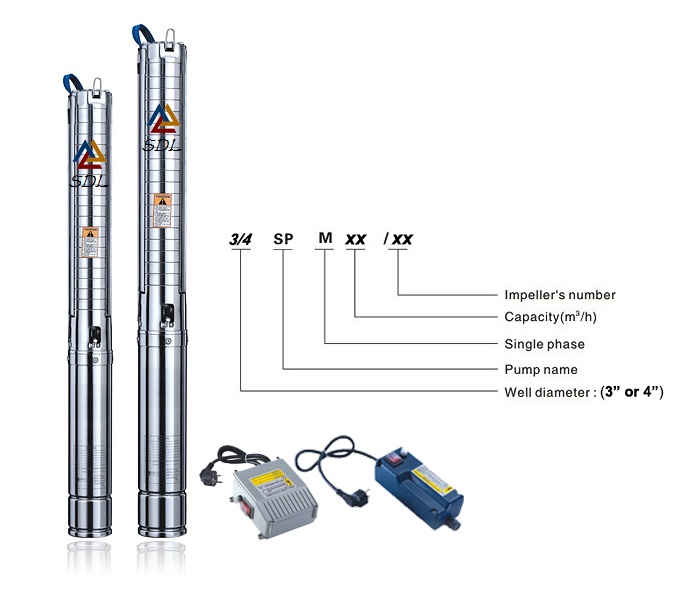 (4SPM8/5-0.75kw) 4 Inch Stainless Steel Submersible Deep Well Pump