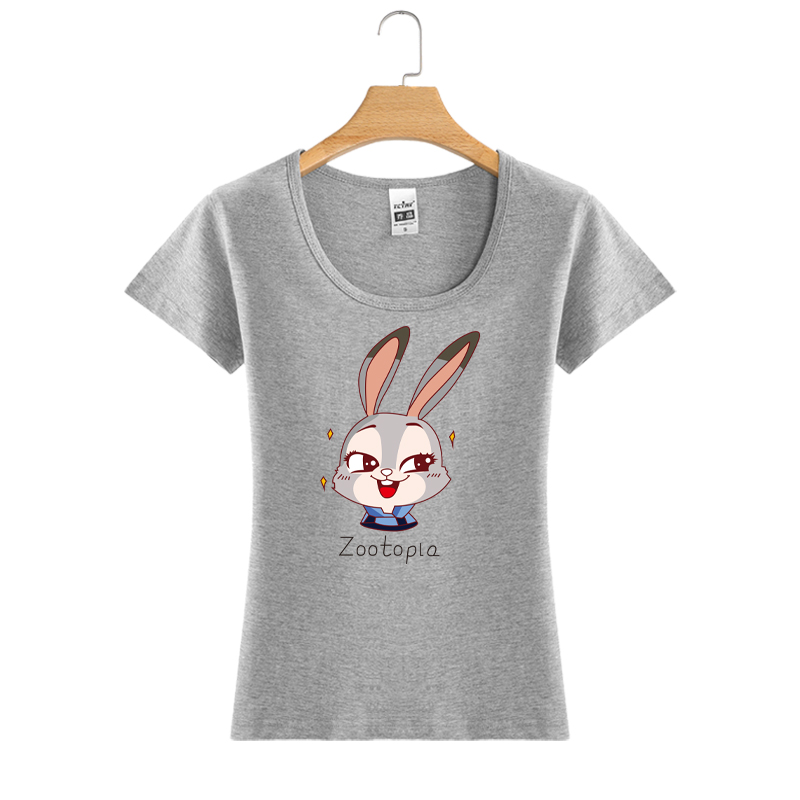 Custom Cartoon Printing Round Neck Cotton Fashion Women T Shirt