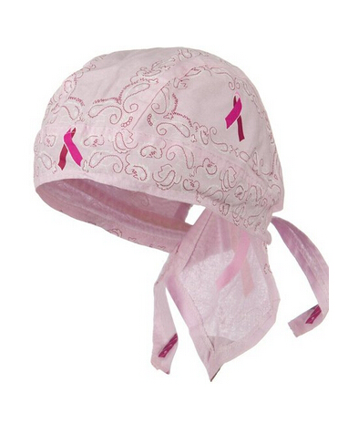 OEM Produce Customized Logo Printed Pink Cotton Promotional Girl's Pink Bandana Head Wrap Caps