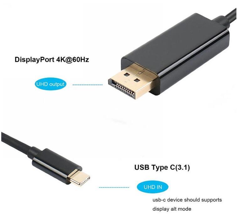 USB 3.1 Type-C Male to Dp Male Cable