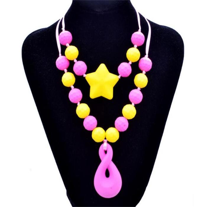 Teething Silicone Round Beads Necklace for Baby