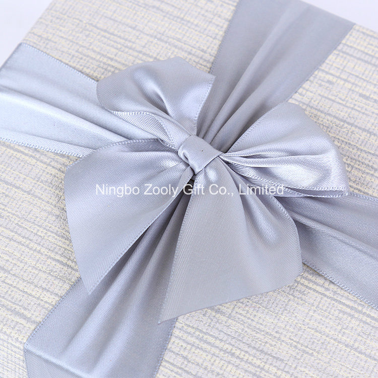 Quality Textured Art Paper Square Gift Boxes with Ribbon Bow