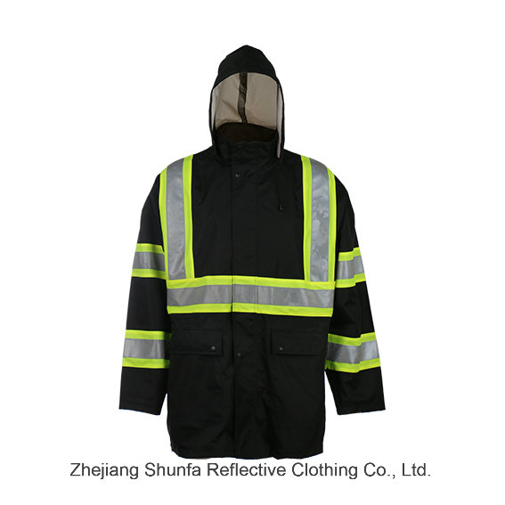 Safety Reflective Jacket Black with Hat