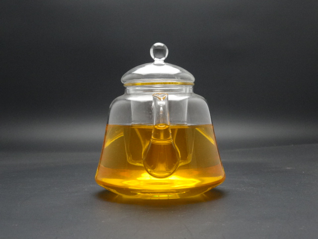 400ml Hand Made Green&Flower Teapot with Glass Lid and Infuser