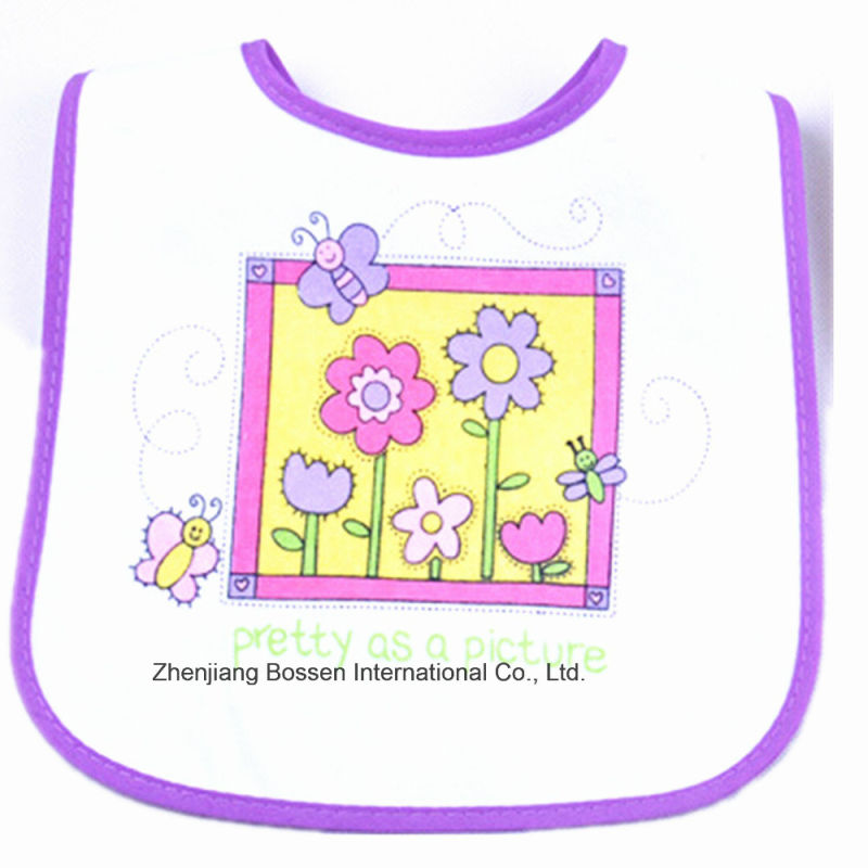 Custom Made Cartoon Printed Cotton Terry Customized Promotional Baby Bib