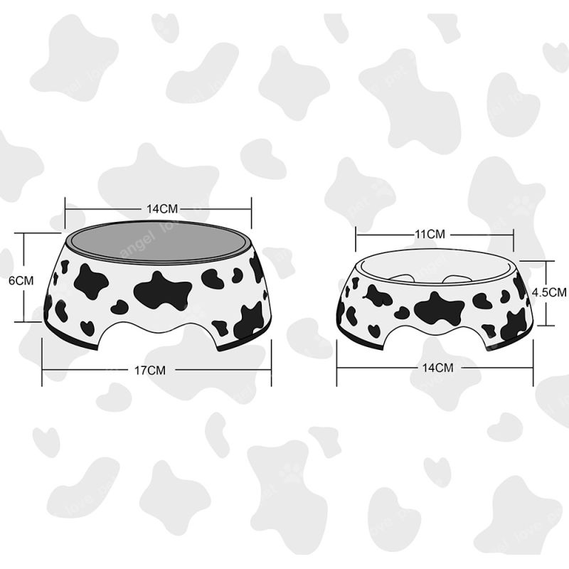 Milk Cow Melamine Bowl with Stainless Steel Pet Bowl