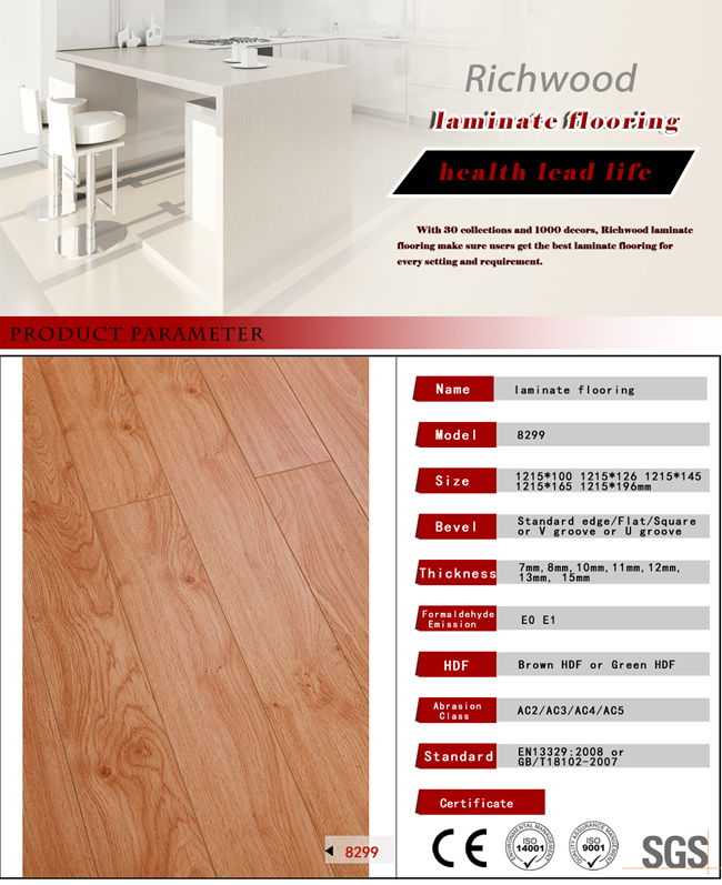 Vinyl Walnut V-Grooved Wood Wooden Parquet Laminated Laminate Floor