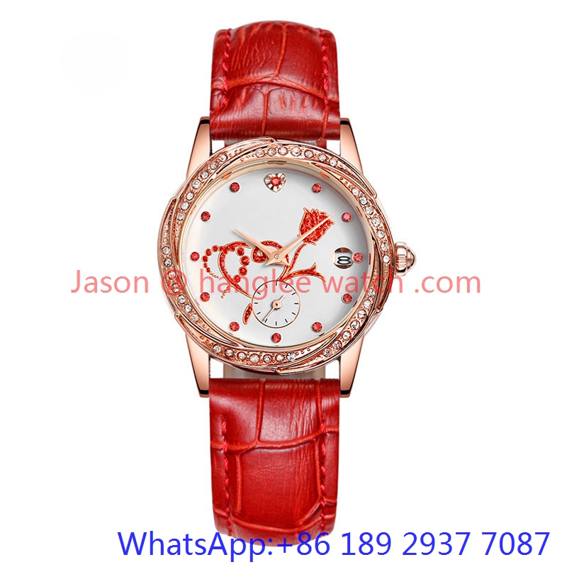 Top-Quality Alloy Luxury Watch, Genuine Leather Band (HLJA-15061)