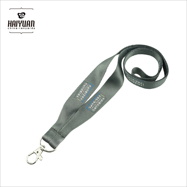 V-Cut Gray Nylon Lanyard with Custom Logo Metal Trigger Clip for Office