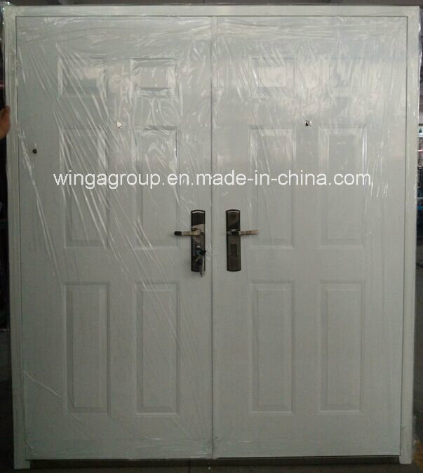 3D Design Brown Color Exterior Security Steel Metal Door (W-SZ-05)