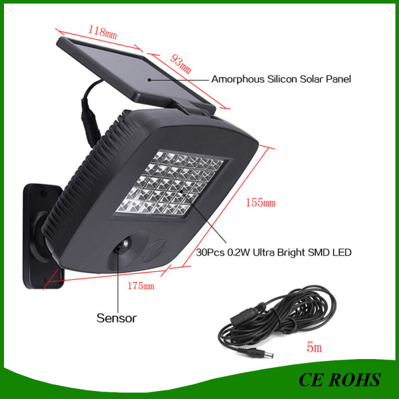 Outdoor Emergency Light 30LED Solar Garage Lamp with Motion Sensor