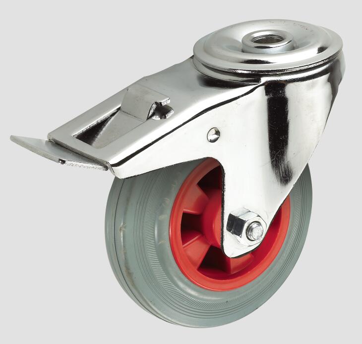 8inch Industrial Caster Rubber Wheel Caster with Brake