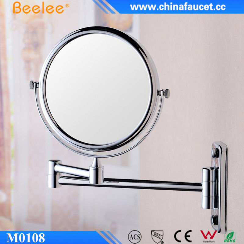 8'' Round Brass Mirror Retractable Double Side Wall Mirror