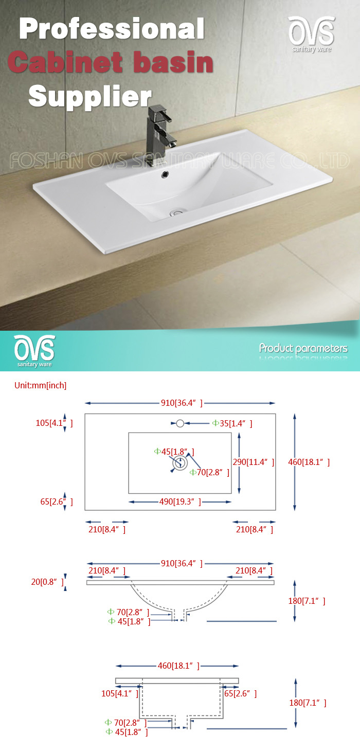 Popular Design Bathroom Sink Cabinet Basin Ceramics