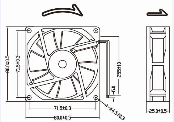 Regular Size Stable Performance 80mm Xj12b8025m 24 Volt DC Cooling Fan