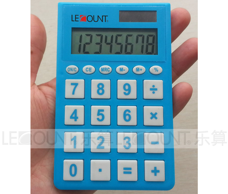 8 Digits Big Key Dual Power Pocket Calculator with Big Rubber Key (LC318)