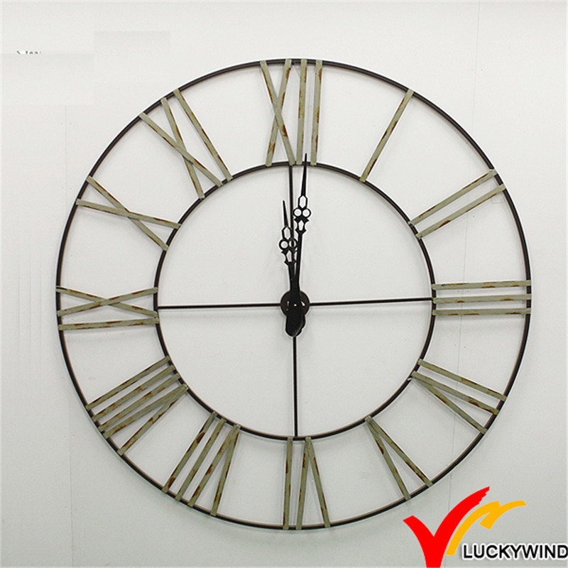 Antique Large Vintage Old Style Industrial Metal Art Wall Clock for Home and Outdoor Decor