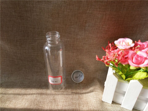 100ml Transparent Plastic Bottle with Aluminum Screw Cap (PETB-10)