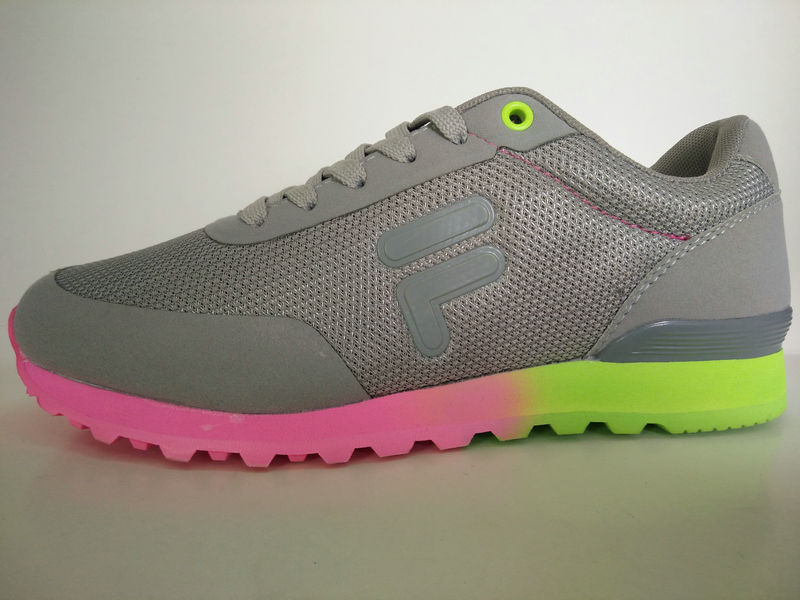 Grey Upper Colorful Rubber Outsole Running Shoes