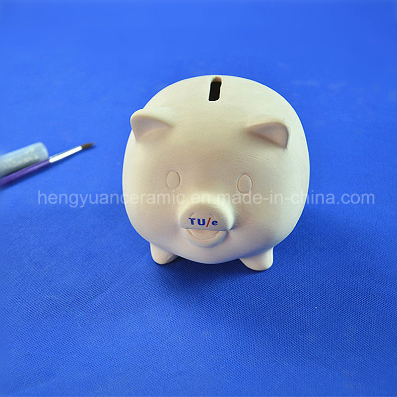 DIY Children Toy of Unpainted Cheap Ceramic Piggy Bank