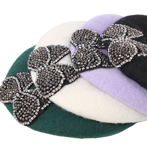 Womens Ladies Wool Warm Angora Winter Diamond Bow Autumn Spring Cap Hat Beret (HW812)