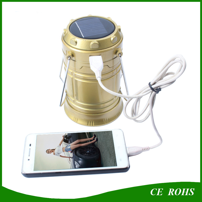 Foldable Solar Camping Torch Emergency Light Rechargeable Solar Lantern with USB Output Function