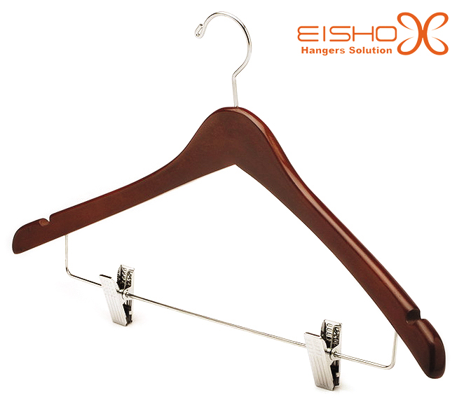 Suit Wooden Hanger with Brass Clips