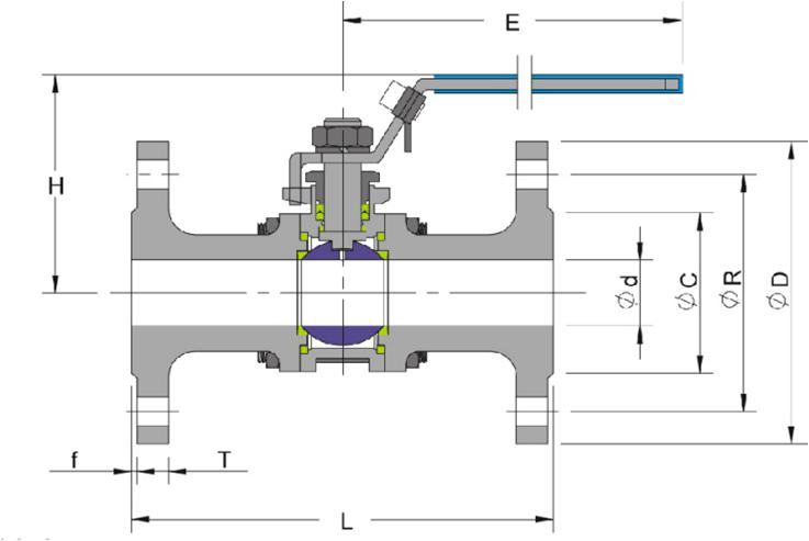 3PC Flanged End ASME 150lbs Ball Valve