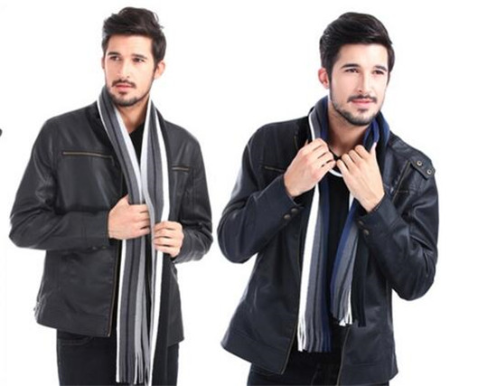 Men Winter Classical Striped Men's Wool Scarf (82020)