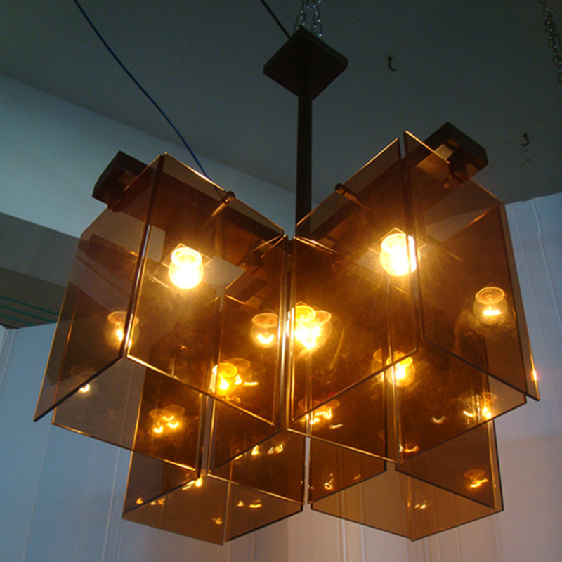 Vintage Hotel Amber Glass Case LED Pendant Lamp